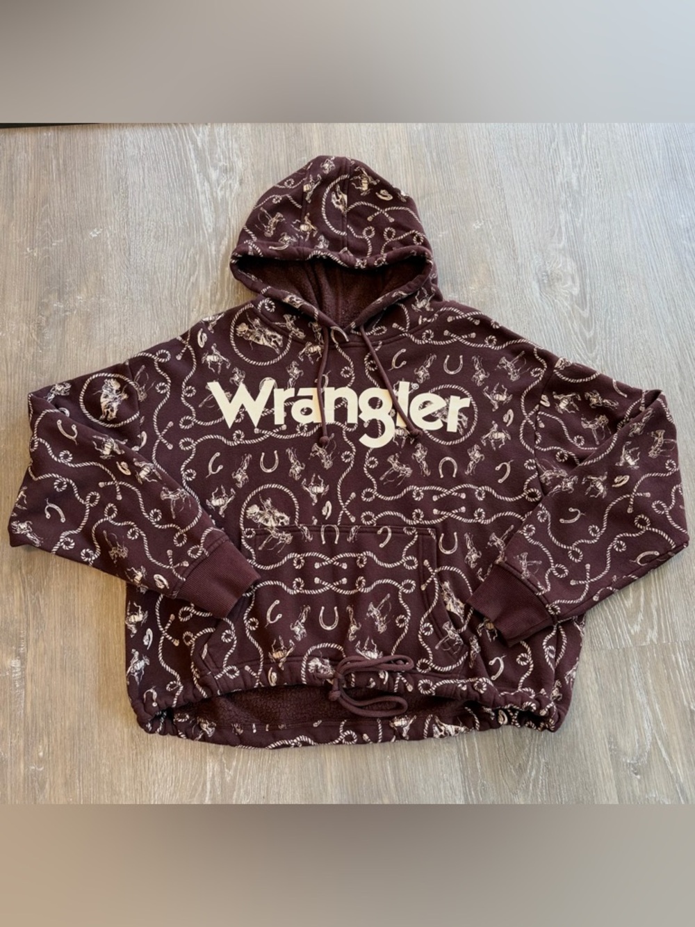 Wrangler Brown Hooded Pullover with Rope Accent